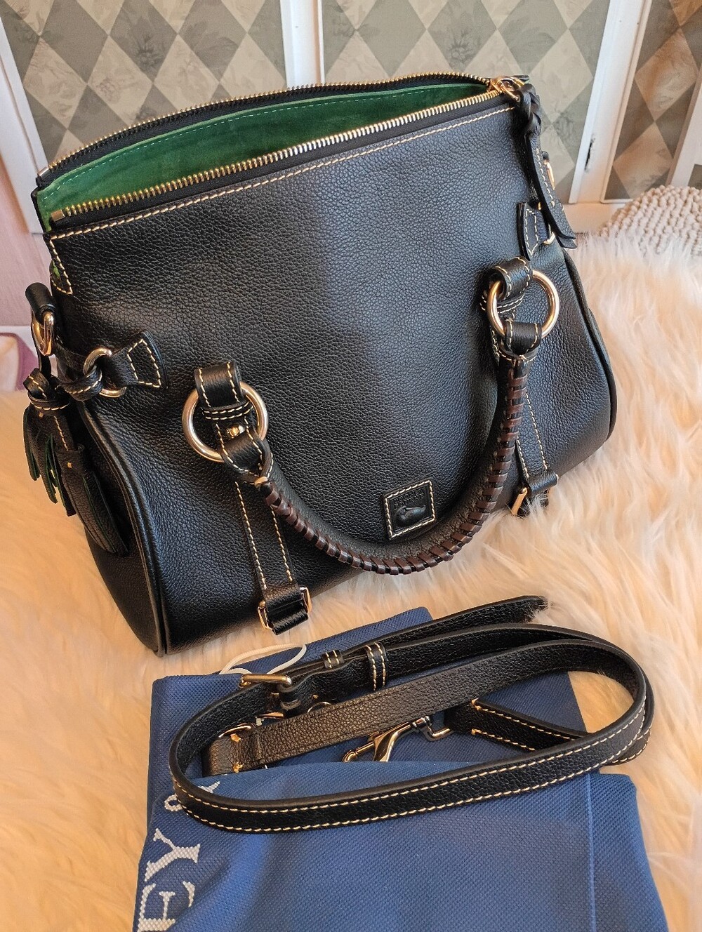 Dooney black leather satchel